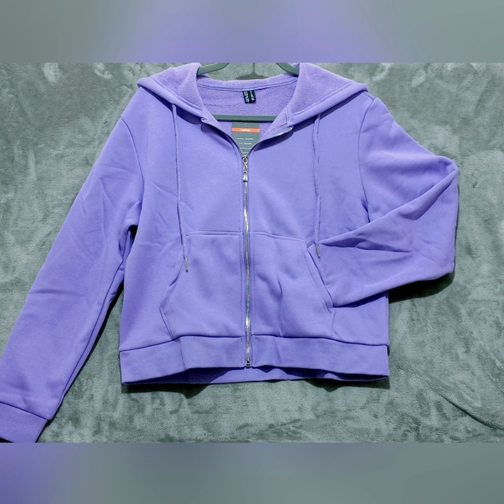 Womens Purple cropped Zip-Up Hoodie